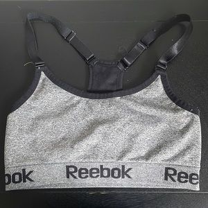 Grey racer-back reebok sports bra